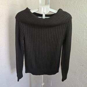 Cozy Black Ribbed Knit Off-Shoulder Sweater